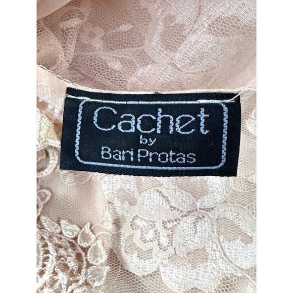 VTG CACHET by BARI PROTAS Blush Pink  Lace Victorian Revival Dress 80s  Sz M - Picture 7 of 7